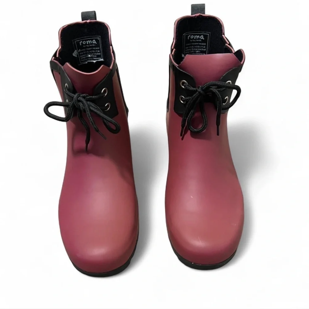 Roma Women's Pink and Black Rain Boots